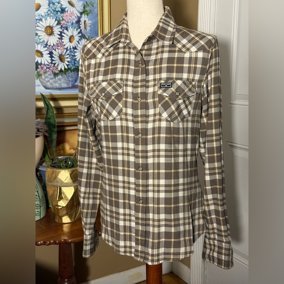 Kimes Ranch Tops - Kimes Ranch Women's Plaid Snap Cowgirl Shirt Coolmax Bamboo Cotton Flannel Small
